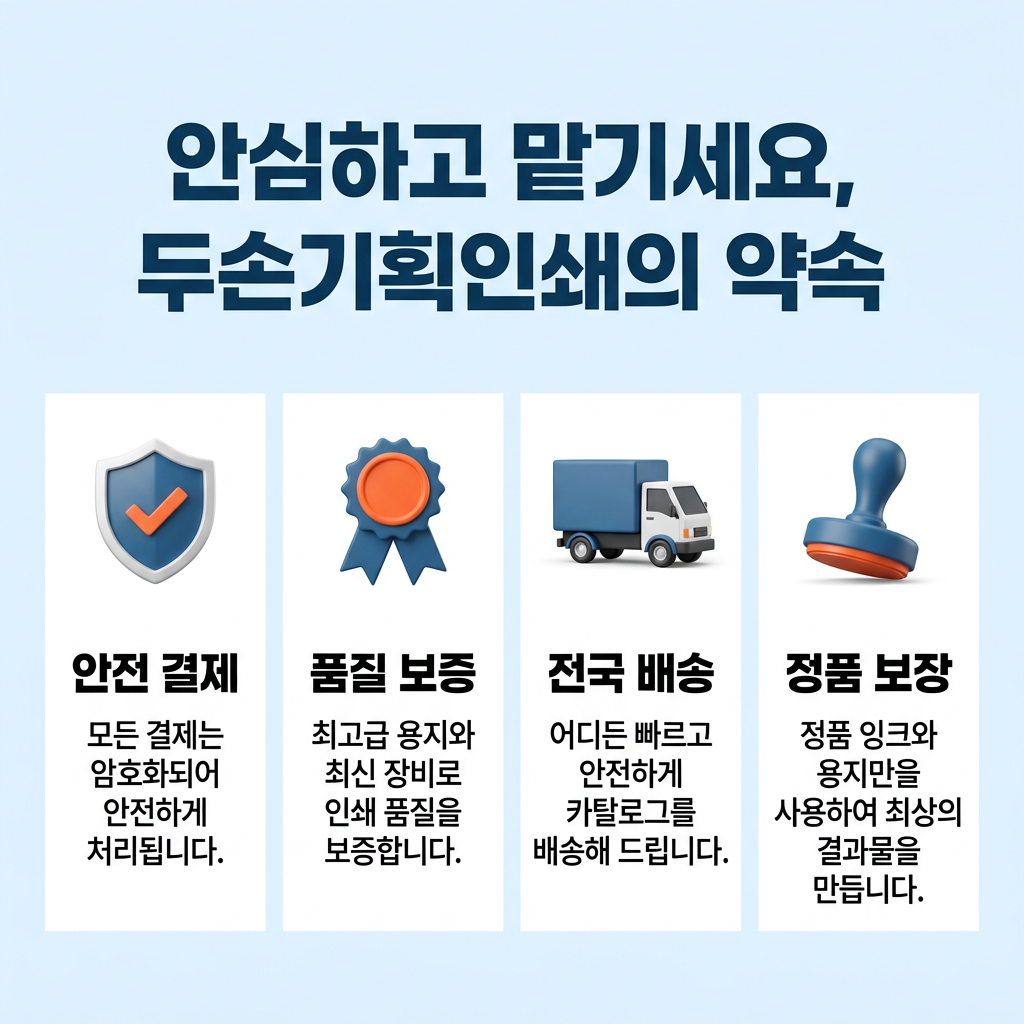 카다록 안심하고 맡기세요,  두손기획인쇄의 약속