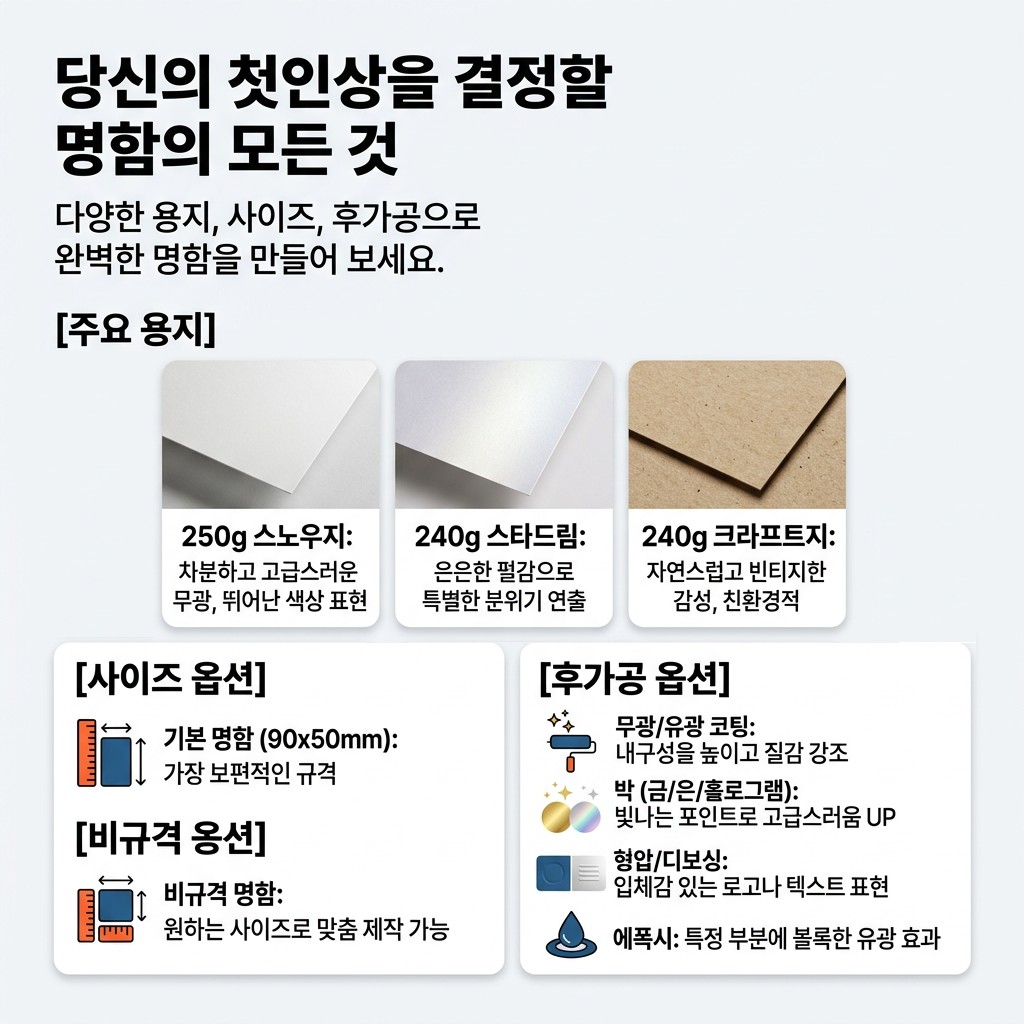 명함 당신의 명함을 더욱 특별하게, 상세 스펙