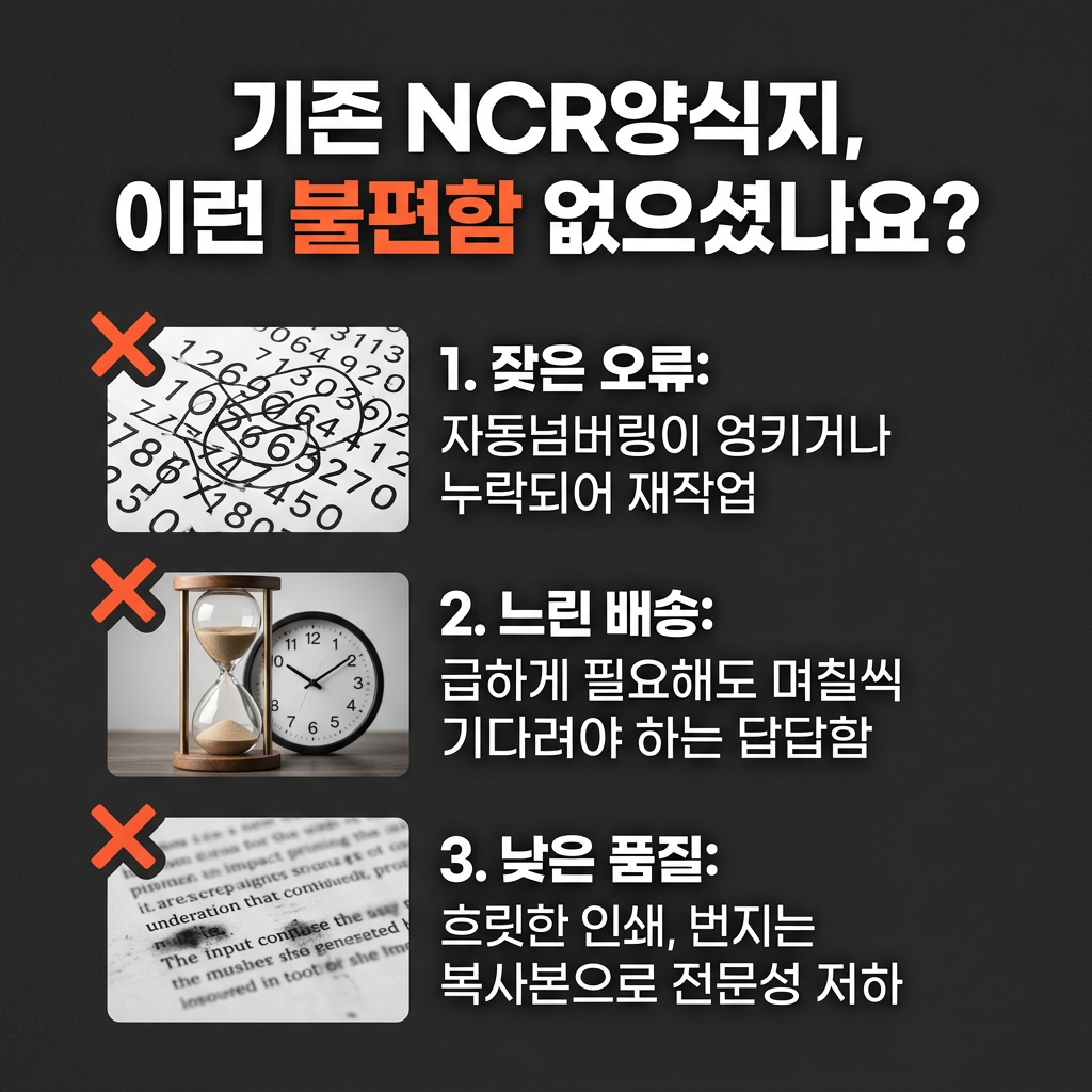 NCR양식지 기존 NCR양식지, 이런 불편함 없으셨나요?